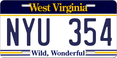 WV license plate NYU354