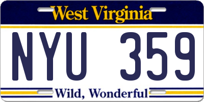 WV license plate NYU359