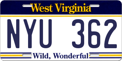 WV license plate NYU362