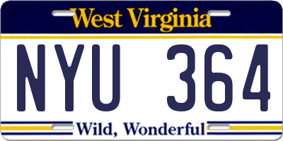 WV license plate NYU364