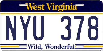 WV license plate NYU378