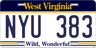 WV license plate NYU383