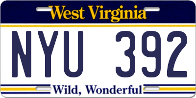WV license plate NYU392