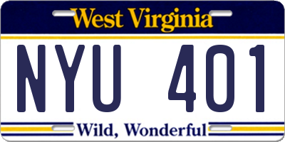 WV license plate NYU401
