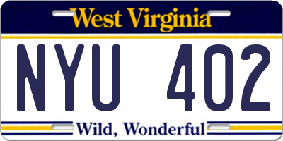 WV license plate NYU402