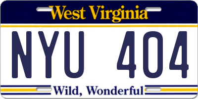 WV license plate NYU404