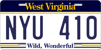 WV license plate NYU410