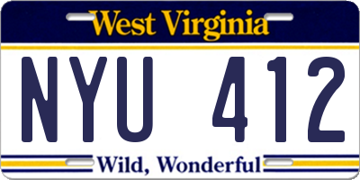 WV license plate NYU412