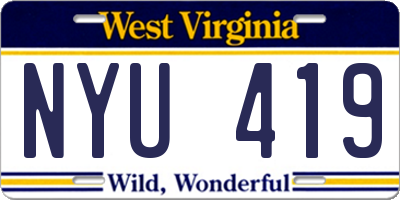 WV license plate NYU419