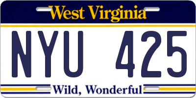 WV license plate NYU425