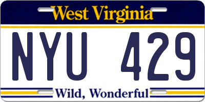 WV license plate NYU429