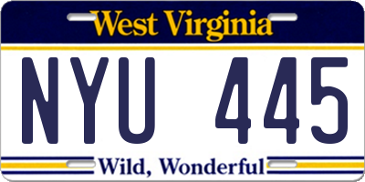 WV license plate NYU445