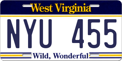 WV license plate NYU455