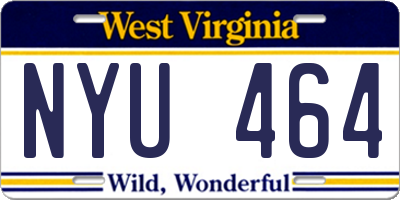 WV license plate NYU464