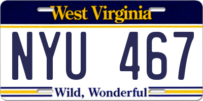 WV license plate NYU467