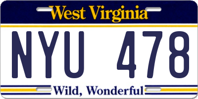 WV license plate NYU478