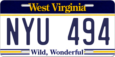 WV license plate NYU494