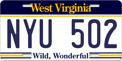 WV license plate NYU502