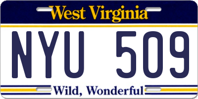 WV license plate NYU509