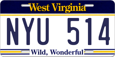 WV license plate NYU514