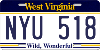 WV license plate NYU518