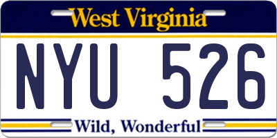 WV license plate NYU526