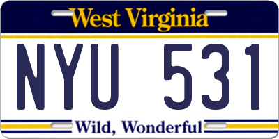 WV license plate NYU531