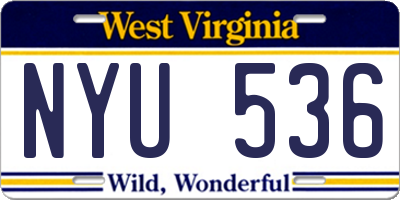 WV license plate NYU536