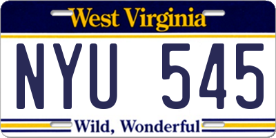 WV license plate NYU545