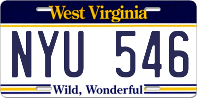 WV license plate NYU546