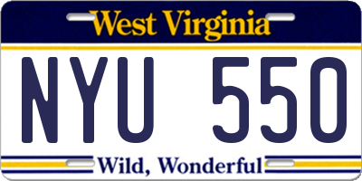 WV license plate NYU550