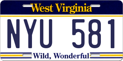 WV license plate NYU581