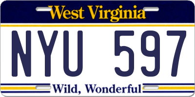 WV license plate NYU597