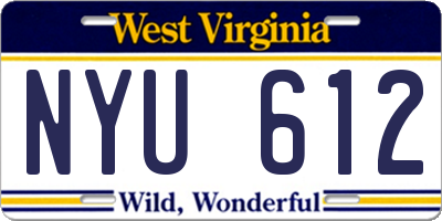 WV license plate NYU612
