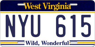 WV license plate NYU615