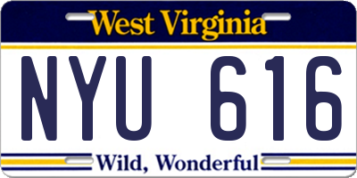 WV license plate NYU616