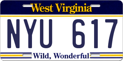 WV license plate NYU617