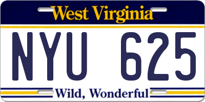 WV license plate NYU625
