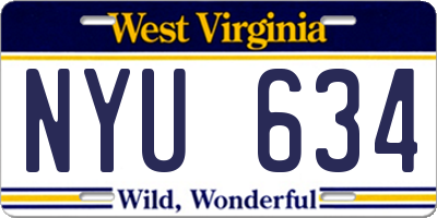 WV license plate NYU634