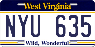 WV license plate NYU635