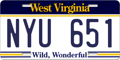 WV license plate NYU651