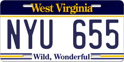 WV license plate NYU655