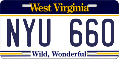 WV license plate NYU660