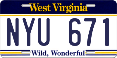 WV license plate NYU671
