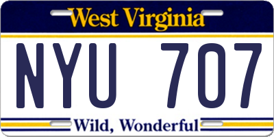 WV license plate NYU707