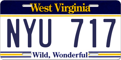 WV license plate NYU717