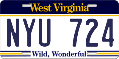 WV license plate NYU724
