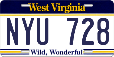 WV license plate NYU728