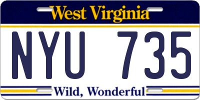WV license plate NYU735
