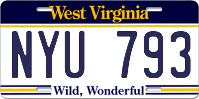 WV license plate NYU793